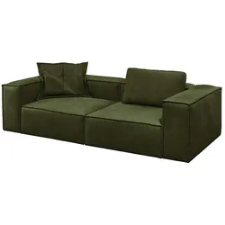 KAWOLA Sofa CARMO 3-Sitzer Leder olivgrün