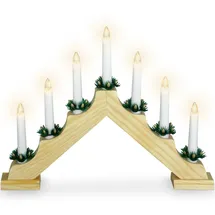 Onshop24.eu Kerzenbrücke aus Holz - Schwibbogen Lichterbogen mit 7 Kerzen - 30 cm Holz (Batteriebetrieben)