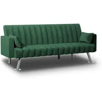 Nalui - 3-Sitzer-Schlafsofa 210x80x79cm One Lines 2 Kissen mit Verstellbarer Rückenlehne | Grün