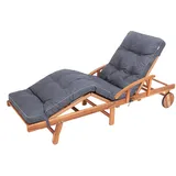 PillowPrim Liegenauflage, Auflage Gartenliege (Navyblau) 201 x 55 cm, 8 cm dick, Auflagen für Deckchair, Bequeme Polsterauflage für Sonnenliege, Liegestuhl