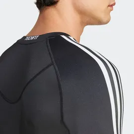 adidas Herren Shirt TECHFIT Compression Training 3-Streifen, Größe XL in Grau BLACK