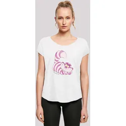 T-Shirt F4NT4STIC "Alice in Wonderland Cheshire Cat", Damen, Gr. 4XL, weiß, Obermaterial: 100% Baumwolle, casual, regular fit, Rundhals, Kurzarm ohne Bündchen, Shirts, Print