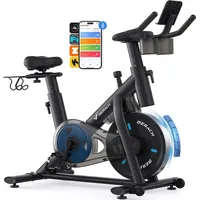 Merach Heimtrainer Fahrrad mit Magnetischem Widerstand Leises Bremsbelag/Hometrainer Fahrrad mit Lcd, App, Tablet-Halter, Bis 136 kg