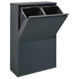 ARREGUI Basic CR604-B Mülltrennsystem aus Stahl | 4 Fächer Mülleimer für die Küche | 4 Fach Abfalleimer | 4x17L (68L) | Herausnehmbare Inneneimer + Griff | Recycling Schrank | Mülltrennung | anthrazit