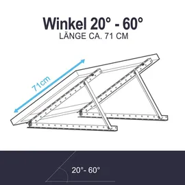 EnjoySolar Aluminium Halterung für Solarpanel bis 680mm 20° - 60° Neigung