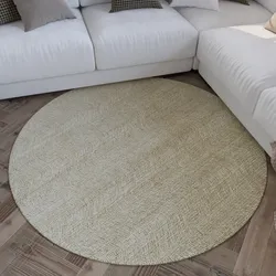Wollteppich WECON HOME "Hamptons THIRTEEN", beige (sand beige), H:10mm Ø:200cm, Schurwolle, Teppiche, Schurwolle, Kurzflor, Wohnzimmer, Schlafzimmer, elegant, Wellen-Design