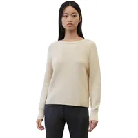 Marc O'Polo Rundhalspullover MARC O'POLO Gr. S, beige (hellbeige meliert) Damen Pullover im festem Baumwoll-Strick