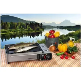 Kemper Plancha im Koffer - tragbarer Gasgrill ohne Gasflasche - Grau