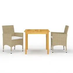 vidaXL Garten-Essgruppe : Farbe - Beige, Größe - 3-tlg.