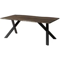 MASSIVMOEBEL24.DE Baumtisch Akazie 180x90x75 grau lackiert / ausgestellte X-Beine