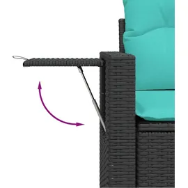 vidaXL 7-teiliges Gartensofa-Set mit Kissen, schwarzes Polyrattan - Schwarz