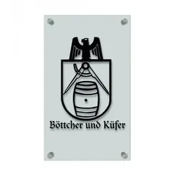 Zunft- Schild - Handwerker-Zeichen - edle Acryl-Kunststoff-Platte mit Beschriftung - Böttcher und Küfer - 309434(Color: schwarz)