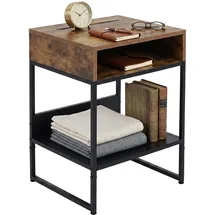Relaxdays Nachtschrank 2 Fächer 40 x 40 x 30 cm Schwarz/Braun