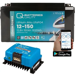 Q-Batteries LiFePO4 12,8V 150 Ah mit Victron Orion-Tr Smart 12/12-30A Ladebooste...