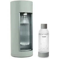 Mysoda: Glassy Wassersprudler aus Holzkomposit mit 1L Glasflasche & BPA-freier 1L Plastikflasche (ohne CO2-Zylinder) - Salbeigrün (Pigeon)