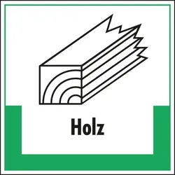 Schild I Abfallkennzeichen Holz, mit Symbol und Text, Kunststoff, 200x200mm