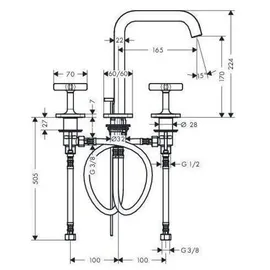 Hansgrohe Citterio E 3-Loch Waschtischarmatur Brushed Black Chrome