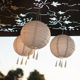 Lumi Jardin 3er-Set Solar-Lampions ∅30cm beige