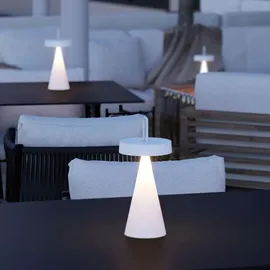 just light. Akku LED-Tischlampe ALWA, H 28,9 cm - Weiß Kunststoff - Silikon - dimmbar