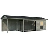 Palmako Gartenhaus Amanda 17,1 +7,8 m2 Slide - 44 mm grau tauchgrundiert