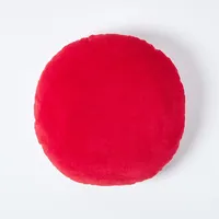 Homescapes Samt rundes Kissen 40 cm in Rot aus 100% Baumwollsamt – ideal als kleines Sitzkissen, Bodenkissen, Sitzerhöhung, Sofakissen oder Auto Sitzkissen mit Kissenfüllung, Rubin Rot