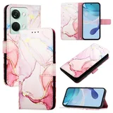 nancencen für OnePlus Nord 3 Hülle, PU Leder Handyhülle Kapphülle mit Kartenfach Magnetisch Rundumschutz Mode Marmormuster Handytasche Case Handytasche Case, Roségold