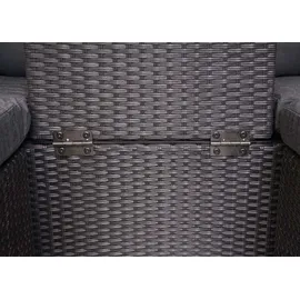 Mendler 3in1-Garnitur HWC-J37, Garten-/Lounge-Set Sonneninsel, Spun Poly Poly-Rattan MVG ~ anthrazit, Kissen dunkelgrau