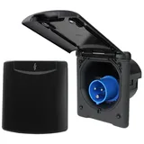 ABL CEE Aussensteckdose Einspeisungssteckdose Einbausteckdose Wohnwagen Wohnmobil 220V - 250V ABL Magnetdeckel schwarz