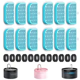 GIOTOHUN Katzenbrunnen Filter Katzen Trinkbrunnen: 24 Filters für Katzenbrunnen - 12 Aktivkohlefilters + 12 Schaumstofffilters - Filter Trinkbrunnen Katzen - Mehrfachfilterung - Haarentfernung