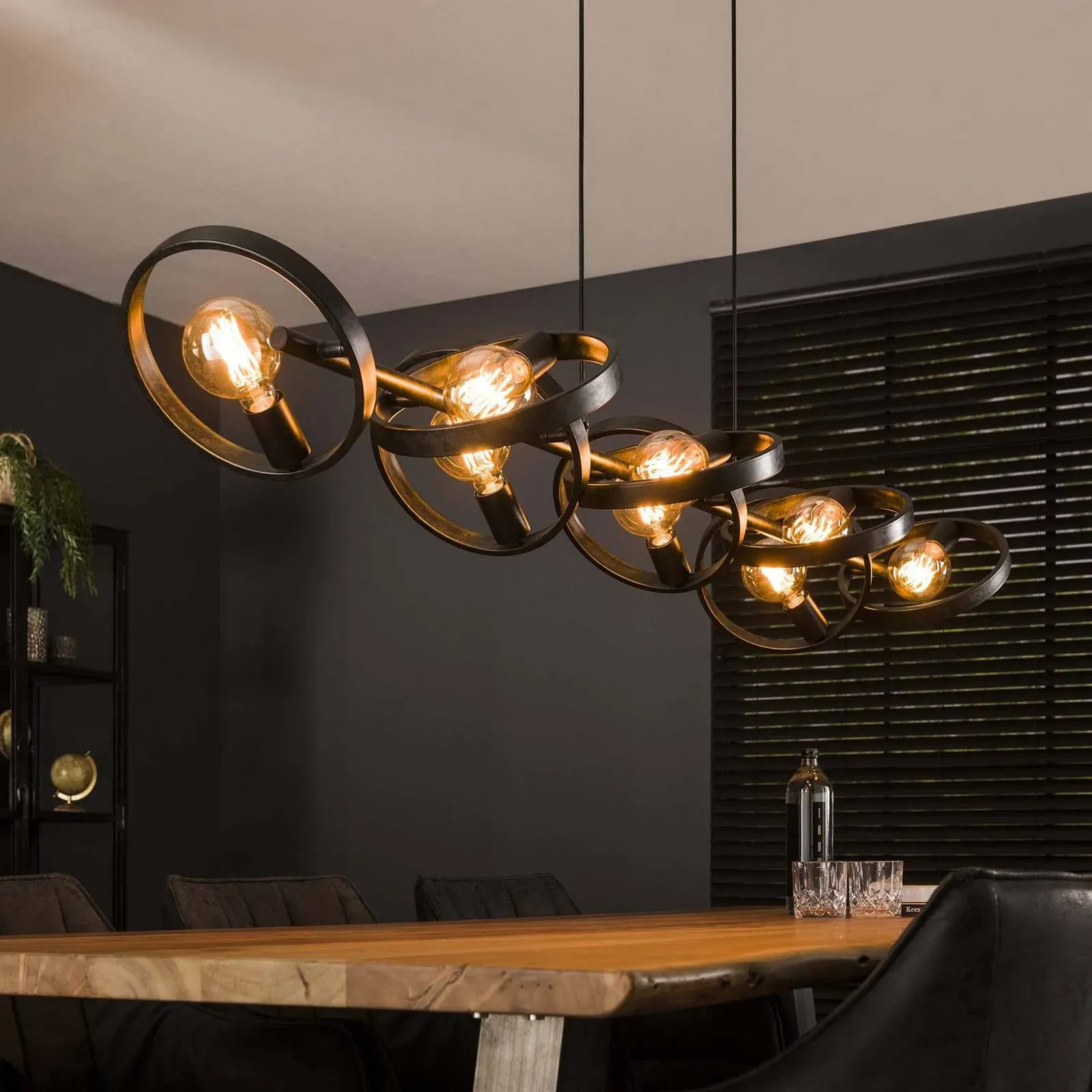 Zijlstra Hängelampe Ringelbach, dimmbar, schwarz, für Wohn- / Esszimmer, Metall, Modern, Pendelleuchte - 160 cm - 26 cm - 150 cm
