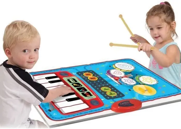 Tragbares 2-in-1-Trommel- und; Klavier-Combo-Lernspiel für Kinder, Lernspiel 508