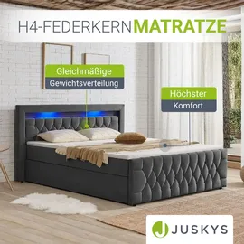 Juskys Boxspringbett Leona - Samt & Grau