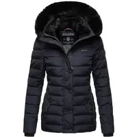 Navahoo Damen warme Winter Steppjacke mit abnehmbarer Kunstfell-Kapuze Milianaa Navy Gr. S - S