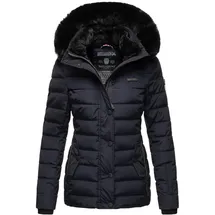 Navahoo Damen warme Winter Steppjacke mit abnehmbarer Kunstfell-Kapuze Milianaa Navy Gr. S - S