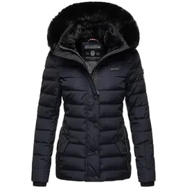 Navahoo Damen warme Winter Steppjacke mit abnehmbarer Kunstfell-Kapuze Milianaa Navy Gr. S - S