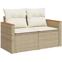 vidaXL Gartensofa mit Kissen 2-Sitzer Beige Poly Rattan