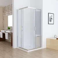 LISA Duschkabine Eckeinstieg 80x80x185 cm mit Doppel Schiebetür rollen, 6mm ESG Sicherheitsglas, Schiebetüren Glas komplett Dusche Silber