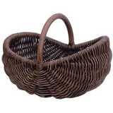 Einkaufskorb/Bügelkorb/Shopper aus echtem Rattan, Henkel- Trage-Korb leicht und stabil (Vintage Braun)