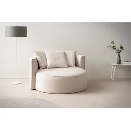 LeGer Home by Lena Gercke XXL-Sessel Isalie Samt 153 x 98 x 145 cm Beige mit Hocker