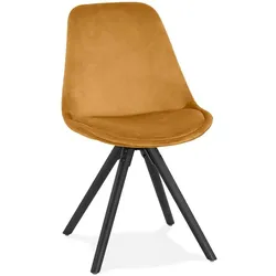 Kadima Design Esszimmerstuhl Samt, Konferenzstuhl Komfort | Buchenholz & Samt | Senfgelb, schwarze Beine | Gastro-tauglich | Velanox Kollektion