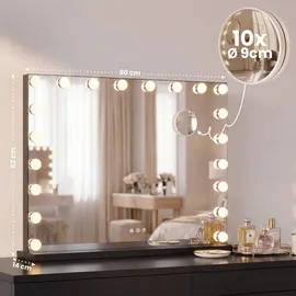 deluke Schminkspiegel DORA mit Licht und Bluetooth 80x14x62cm, Metall, Schwarz Hollywood Speigel Kosmetikspiegel Make-Up-Spiegel