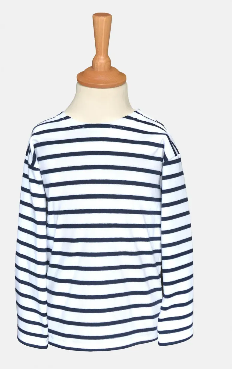 Gestreiftes Shirt - Kinder - weiss/blaugestreift