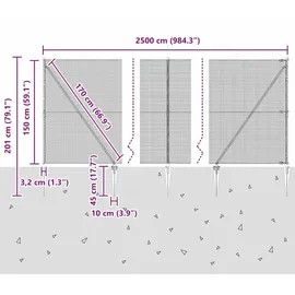 vidaXL Maschendrahtzaun 1,5 x 25 m Grün/Stahl
