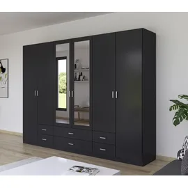 Rauch Kleiderschrank RAUCH "Schrank Garderobe Wäscheschrank GAMMA in 3 Breiten", grau (graumetallic), B:271cm H:210cm T:54cm, Holzwerkstoff, Schränke, Kleiderschrank, viel Stauraum mit 6 Schubladen, mit Spiegel TOPSELLER MADE IN GERMANY, Topseller