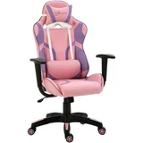 Vinsetto Gaming Stuhl Bürostuhl Drehstuhl Verstellbares Massage Lendenkissen Höhenverstellbar Rosa&Violett 69x56x125,5 cm