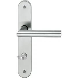 Alpertec WC-Langschildgarnitur Edelstahl Silber Abgerundet