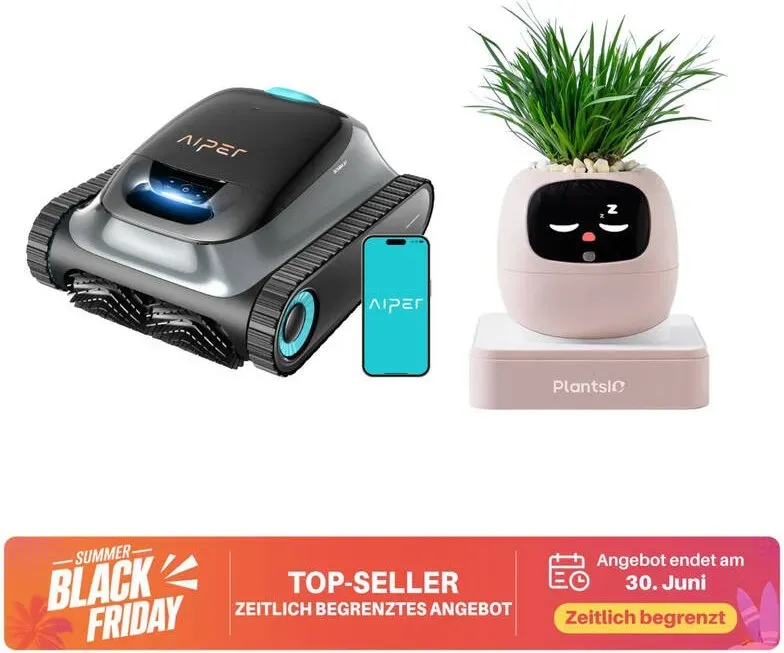 Smart Robot Bundle: Aiper Scuba S1 Poolreinigungsroboter, 270 Min Laufzeit, 11 Sensoren, Smart App-Steuerung + Ivy AI Emoji Pflanzroboter (Grün)