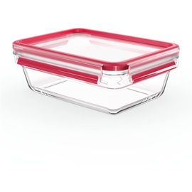 Emsa Clip&Close Glas rechteckig 1.3l Aufbewahrungsbehälter rot