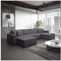 Fun Möbel Wohnlandschaft Schlafsofa Sofa CONOR PREMIUM, Kunstleder grau