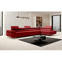 Luxusbetten24 Schlafsofa Designer Sofa Maxi in Kunstleder, mit Schlaffunktion und Stauraum rot